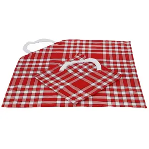 LINANDELLE TEXTILE & LINGE DE MAISON Lot de 2 bavoirs coton carreaux vichy Normand rouge 50x50 pas cher