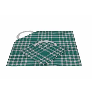 LINANDELLE TEXTILE & LINGE DE MAISON Lot de 2 bavoirs coton carreaux vichy Normand vert 50x50 pas cher
