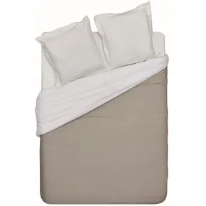 Housse de couette Gris Foncé Percale de Coton Bio 260x240 cm TEX HOME pas cher