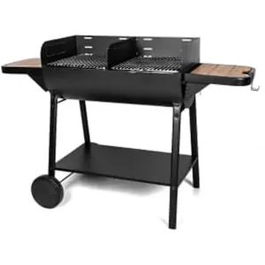 Barbecue À Charbon De Bois Sur Chariot 2 Grilles S50 Hyba - L'unité pas cher