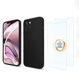 EVETANE Coque compatible Iphone 13 Mini antichoc Noir + 2 vitres pas cher