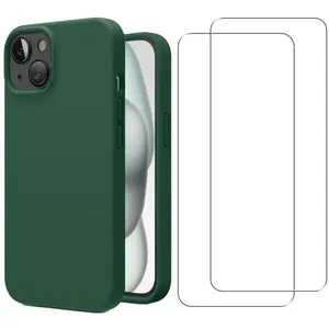 Comparateur de prix : Evetane Coque iPhone 15 et 2 écrans de protection - Silicone - Vert