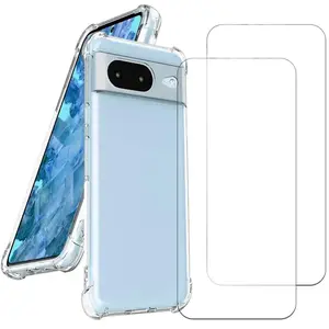 Evetane Coque Google Pixel 8 et 2 écrans de protection - TPU - Transparent pas cher
