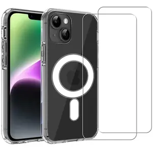 EVETANE Coque iPhone 14 Plus et 2 écrans de protection - TPU - Transparent pas cher