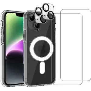 Evetane Coque iPhone 14 et 2 écrans de protection - TPU - Transparente pas cher