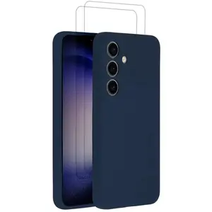 EVETANE Coque Galaxy S24 et 2 écrans de protection - Silicone - Navy Blue pas cher