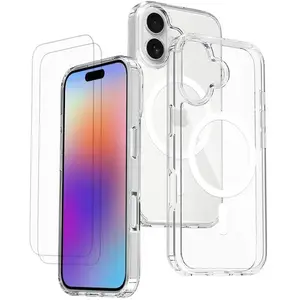 EVETANE Coque Anti-choc Magsafe compatible Iphone 17 Transparente + 2 vitres pas cher