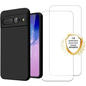 Comparateur de prix : Evetane Coque Google Pixel 7 Pro et 2 écrans de protection - Silicone - Noir