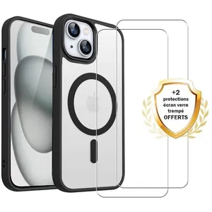 Comparateur de prix : Evetane Coque iPhone 15 et 2 écrans de protection - TPU - Transparent