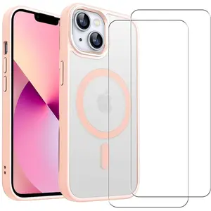 Evetane Coque iPhone 13 et 2 écrans de protection - TPU - Rose pas cher