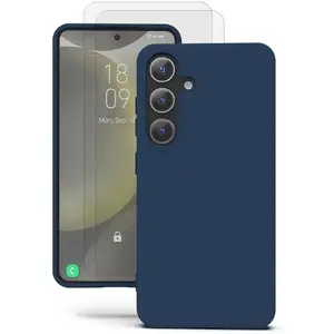 EVETANE Coque Galaxy S24 Plus et 2 écrans de protection - Silicone - Bleue pas cher