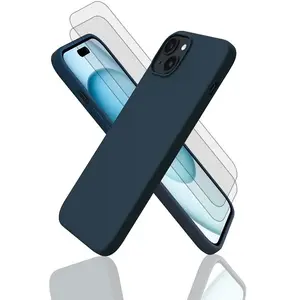 Comparateur de prix : Coque iPhone 15+ et 2 écrans de protection - Silicone - Bleu