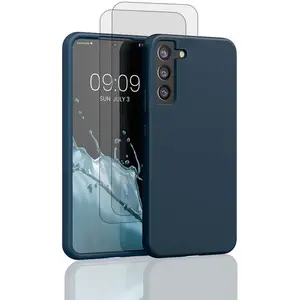 EVETANE Coque Galaxy S22+ et 2 écrans de protection - Silicone - Bleu pas cher