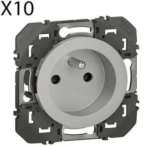 Racetools Lot de 10 Prises de courant 2P+T à puits LEGRAND dooxie 16A finition alu pas cher