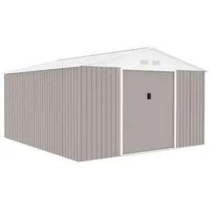 ARCHER Abri de jardin en métal 12,28 m² - Kit d'ancrage inclus - Taupe pas cher