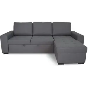 Comparateur de prix : Canapé d'angle convertible réversible CATHY 3 places - Tissu Gris - L ...