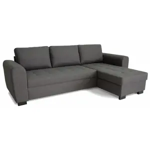Canapé d'angle fixe réversible 4 places - Tissu Anthracite - L245 x P1...
