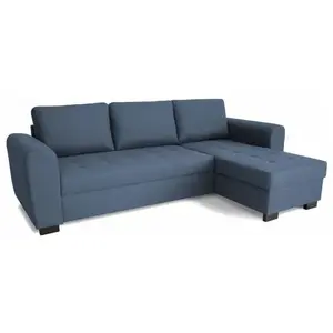 Hamilton Canapé d'angle fixe réversible 4 places - Tissu Bleu - L245 x...