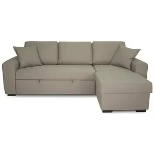 Canapé d'angle convertible réversible 4 places - tissu beige - 244 x 151 x 90 - hamilton HAMILTONANCVBG pas cher