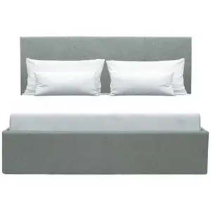 Lit coffre adulte MARTIN - Couchage 140x190 cm - Gris clair - Sommier ... pas cher