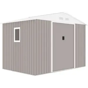 Abri de jardin en acier 5,29 m2 - kit dancrage inclus - taupe ARCHERCWTA pas cher
