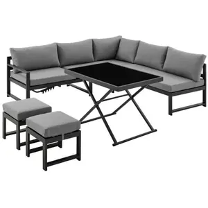 Salon de jardin avec structure en aluminium avec coussins - 7 personne...