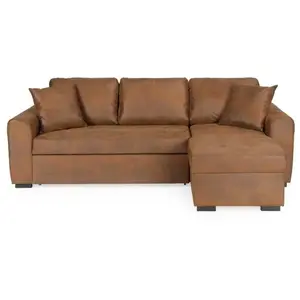 Hamilton Canapé d'angle convertible réversible 4 places - Tissu Marron... pas cher