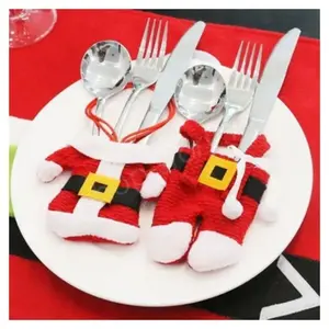 SHOP-STORY Lot de 3 Porte-Couverts Père Noël pour Décoration de Table pas cher