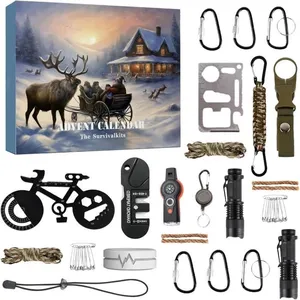PRUMYA Calendrier de l'avent homme - Kit de survie 24 en 1 - Marron pas cher