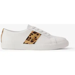 Lauren Ralph Lauren pour femme. 802P18460001 Baskets Janson II en poil de veau blanc (37), Cuir, Plat, Lacets, Casuel pas cher