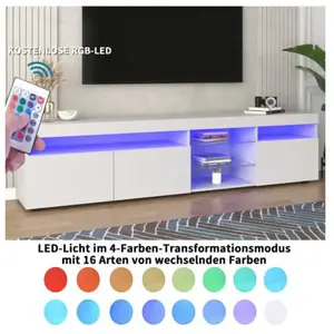SAM LIBERTÉ Meuble TV LED moderne blanc, panneau lumineux Variable, L: 180cm pas cher