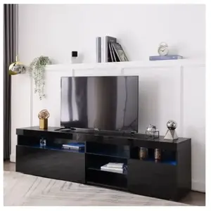 Samlong Meuble TV LED moderne noir, panneau lumineux Variable, L: 180cm pas cher