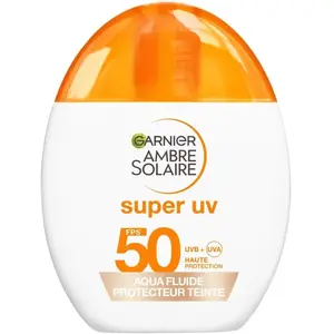 Garnier Ambre Solaire Super UV Visage Aqua Fluide SPF50 Teinté 40ml pas cher