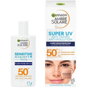 GARNIER Protecteur Visage Fluide à l'acide hyaluronique FPS 50+ - Anti... pas cher