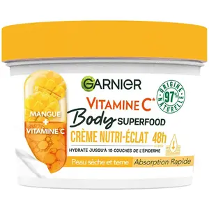 Comparateur de prix : Garnier Body Superfood Crème nutri-éclat Mangue et Vitamine C 380ml