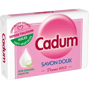 Cadum Savon Solide Doux - Depuis 1912 - Huiles 100 % végétales à l'amandes douces BIO, 100g pas cher