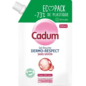 Cadum Dermo-Respect Gel Douche Huile d'Amandes Douces Peaux Délicates Recharge 500ml pas cher