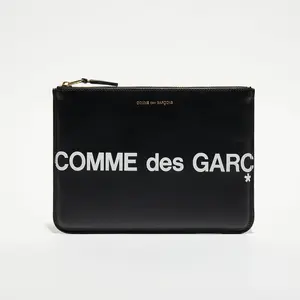 Portefeuille Comme Des Garcons Comme Des Garçons Wallet Enveloppe Huge Logo en cuir noir pas cher