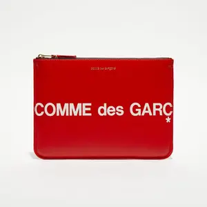 Portefeuille Comme Des Garcons  Comme Des Garçons Wallet Enveloppe Huge Logo en cuir rouge pas cher