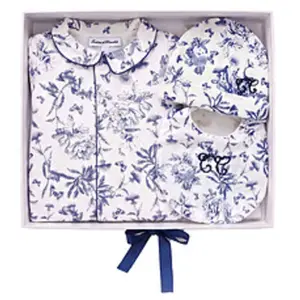 Tartine et Chocolat Coffret de Naissance Toile de Jouy Bleu - 1 Mois pas cher