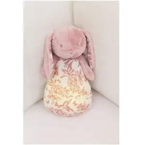 Peluche bruit blanc lapin Toile de Jouy rose pas cher
