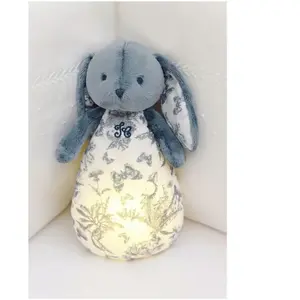 Peluche bruit blanc lapin Toile de Jouy bleu pas cher