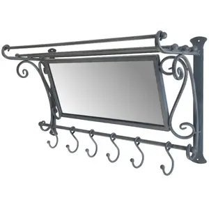 CHEMIN DE CAMPAGNE Miroir mural en métal gris 59 x 30 x 21 cm pas cher