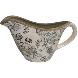 CHEMIN DE CAMPAGNE Saucier décoratif Fleurs Bleues 24 x 12.5 x 14 cm pas cher