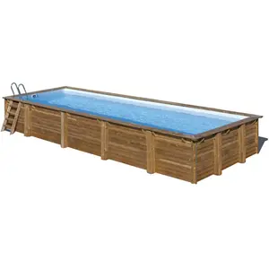 GRE Piscine hors sol bois Gré Mint LDD 10,10 x 4,18 x h.1,46 m pas cher