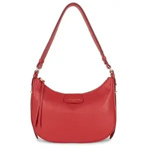 Lancaster - Sac hobo - Dune - Rouge - Cuir de vachette grainé TU pas cher