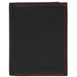 Portefeuille Lancaster en cuir ref_25386 Noir/Rouge 9.5*11.5*2 pas cher