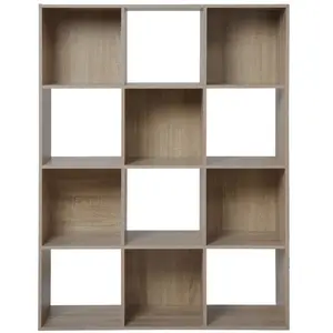 Etagère cube en bois H123 L92cm 12 niches COMPO - ChêneVendu parcdiscount