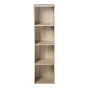 COMPO Meuble de rangement 4 cases en colonne décor chêne - H123 cm