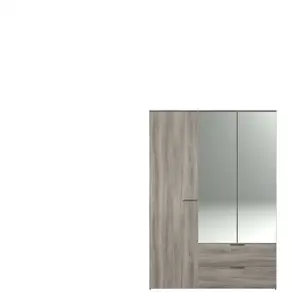Armoire 3 portes 2 tiroirs OPUS coloris chêne corvo gris pas cher